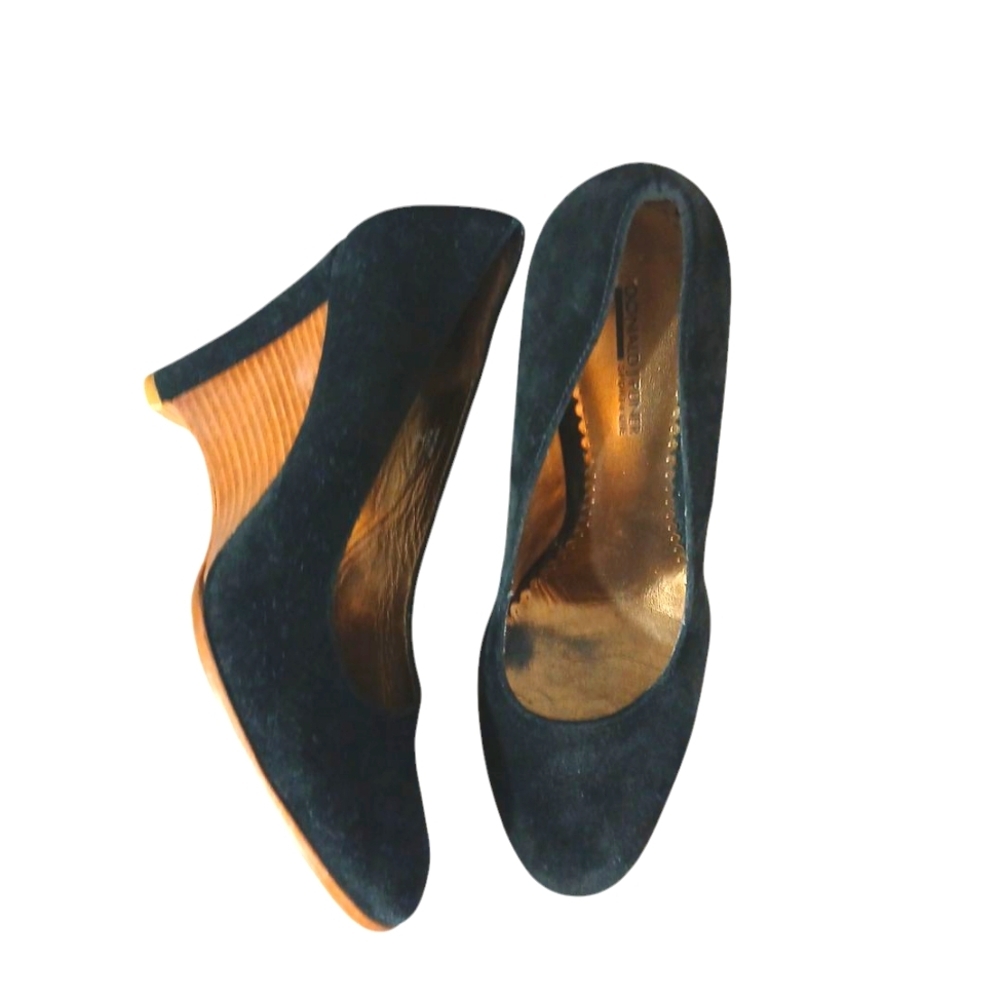 Donald J. Pliner Black Suede Wedge Pumps 8